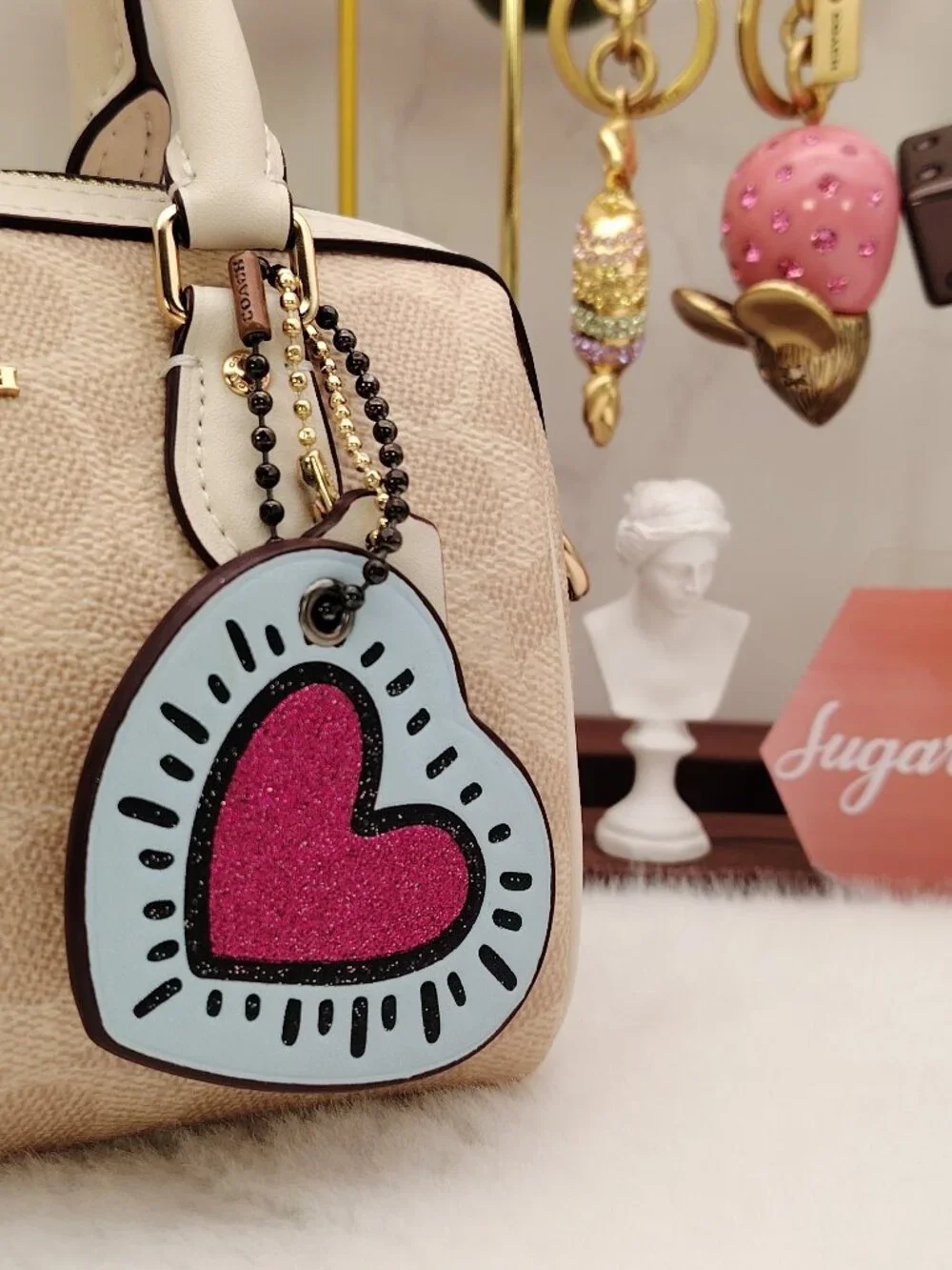 Coach heart bag charm purse charm_6